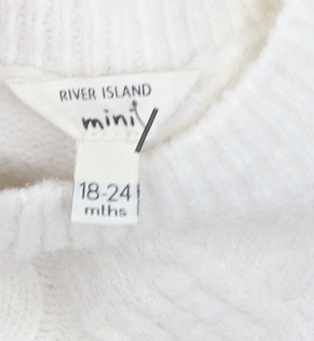 River Island White Knit Dress Girls Baby 18-24 Months