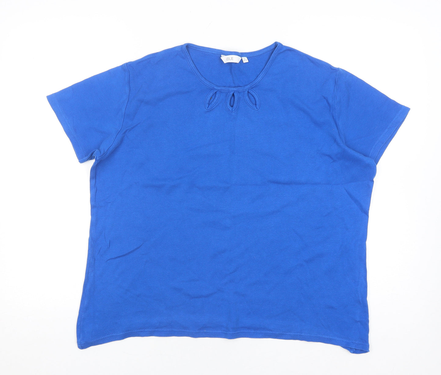 Womens UK Size 14-16 ISLE Blue Basic T-Shirt