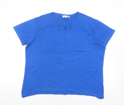 Womens UK Size 14-16 ISLE Blue Basic T-Shirt