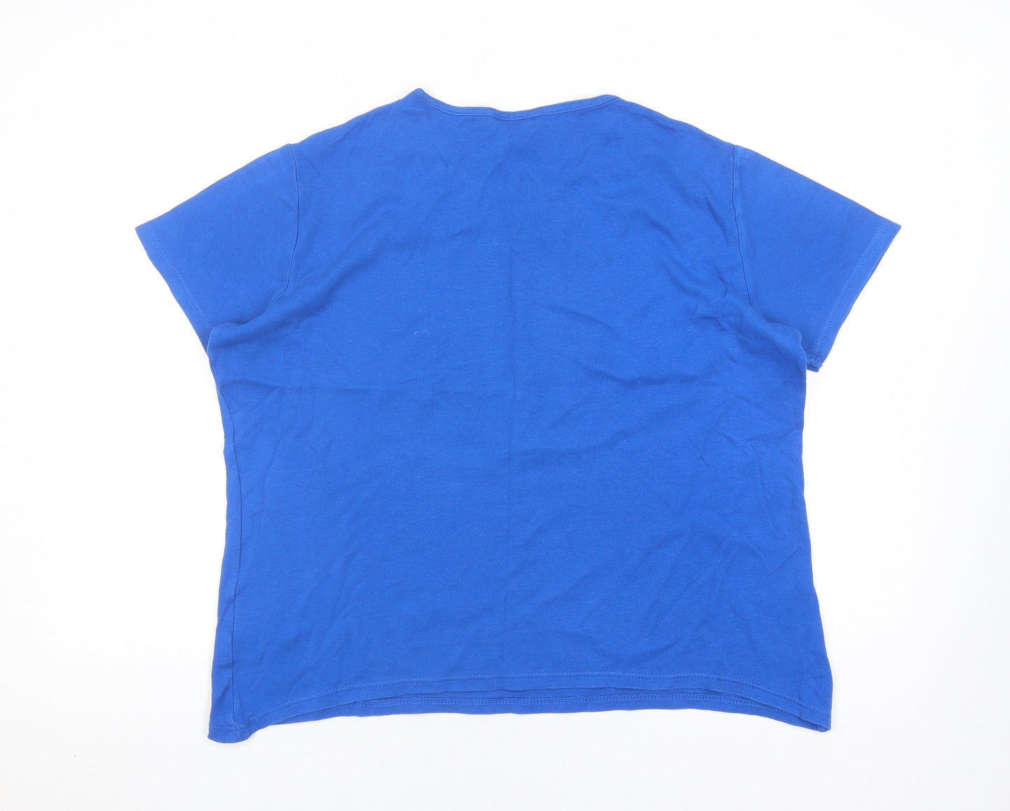 Womens UK Size 14-16 ISLE Blue Basic T-Shirt