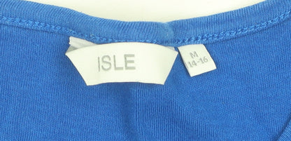 Womens UK Size 14-16 ISLE Blue Basic T-Shirt