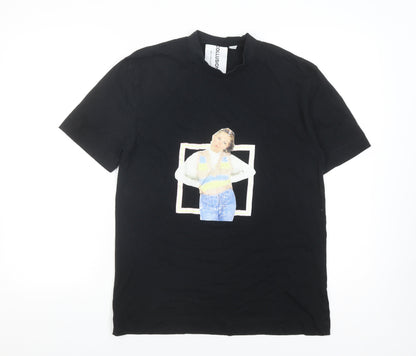 Unisex Adults UK Size S COLLUSION Black Jersey T-Shirt