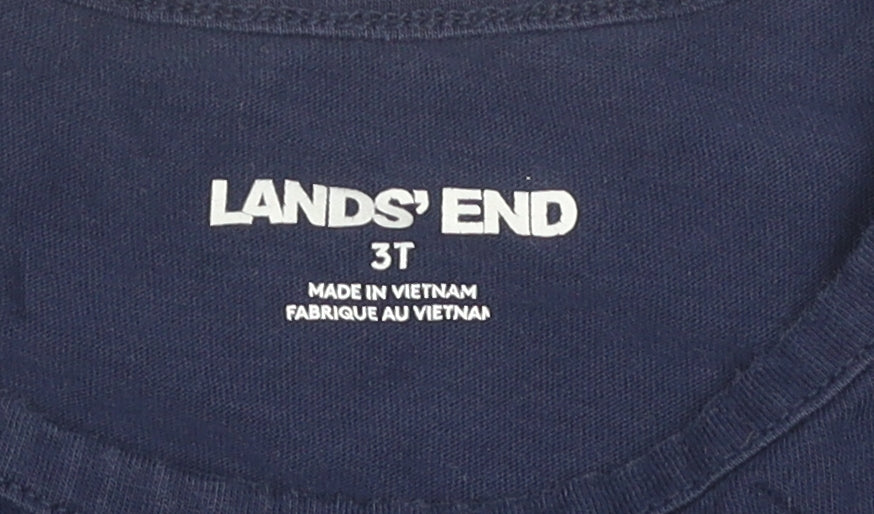 Lands' End Unisex Kids Blue Graphic T-Shirt, 3-4 Years