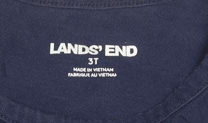 Lands' End Unisex Kids Blue Graphic T-Shirt, 3-4 Years