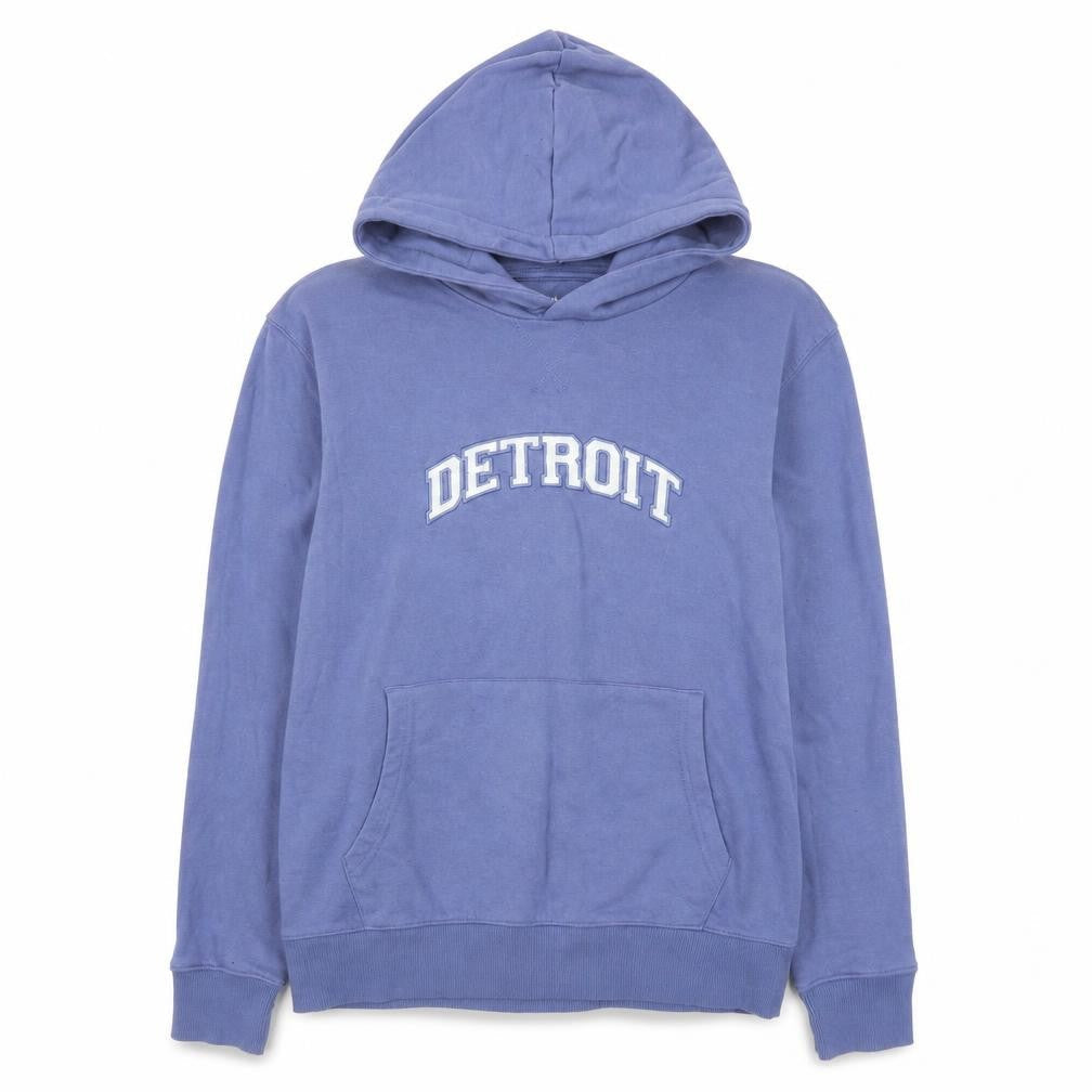 Front view of Dunnes Blue unisex adults pullover hoodie, size S