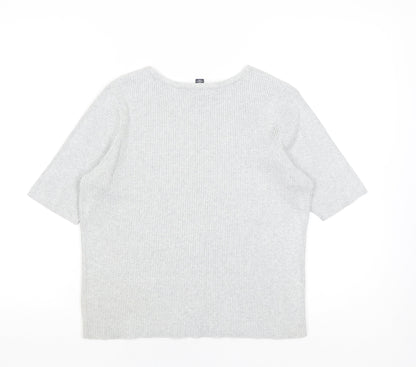 Lands' End Women's Grey V-Neck Knit Top, Size M