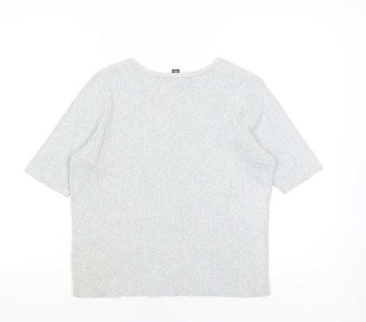 Lands' End Women's Grey V-Neck Knit Top, Size M