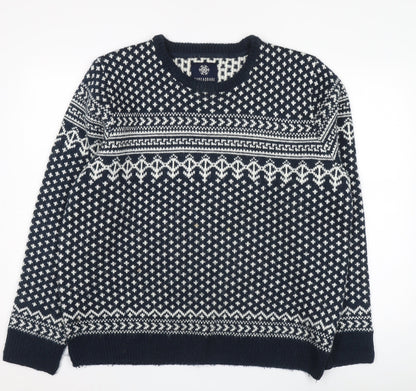 Threadbare Men's Blue XL Fair Isle Pullover Jumper