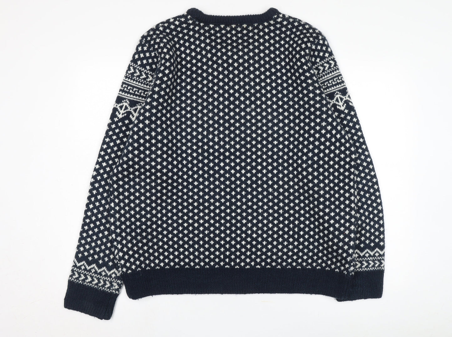 Threadbare Men's Blue XL Fair Isle Pullover Jumper