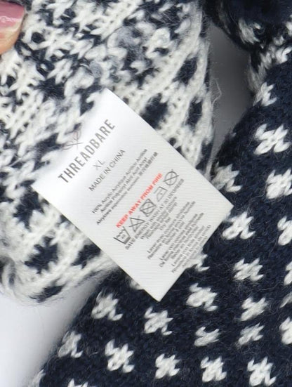 Threadbare Men's Blue XL Fair Isle Pullover Jumper