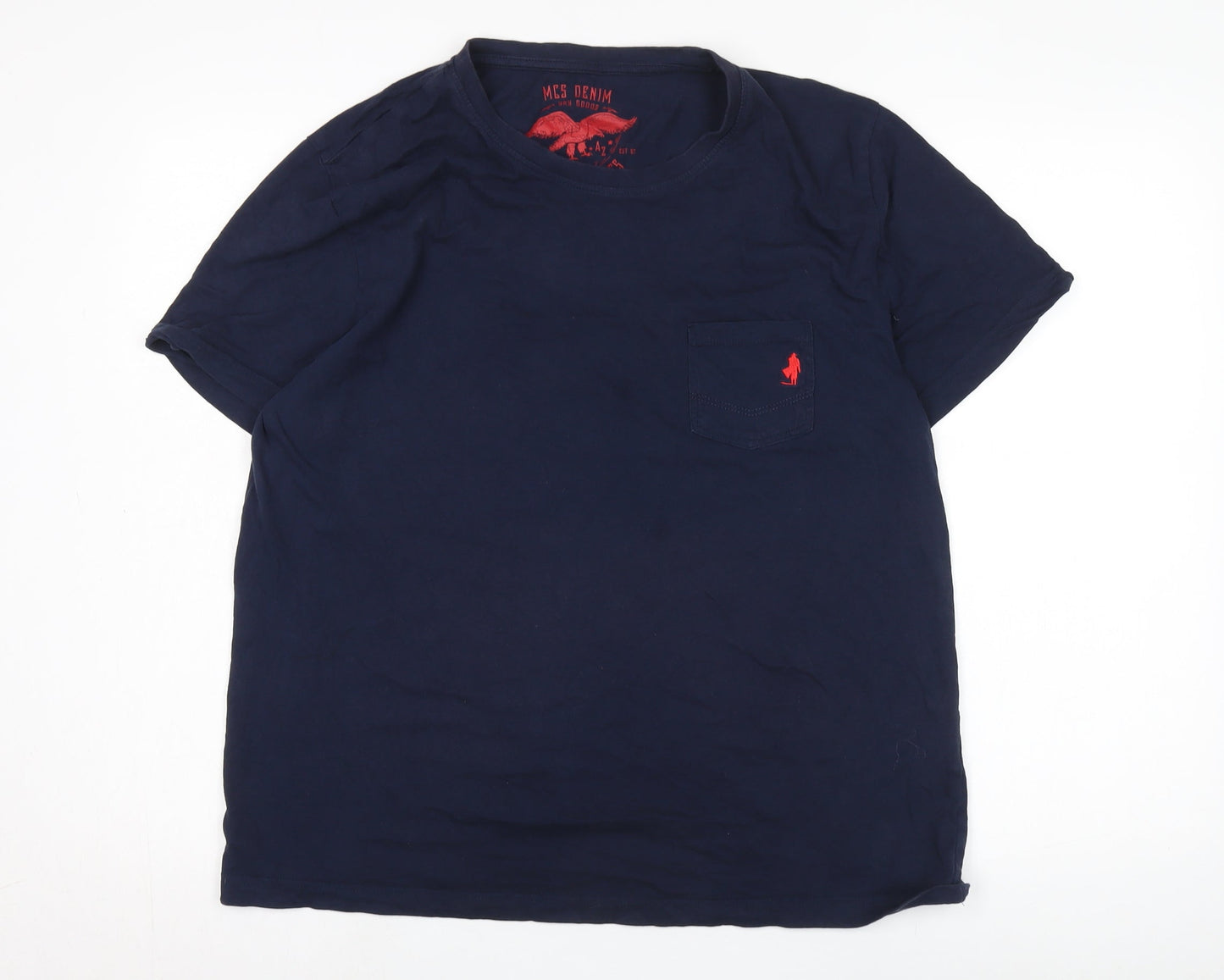 MCS Blue Men's XL Cotton Crew Neck T-Shirt