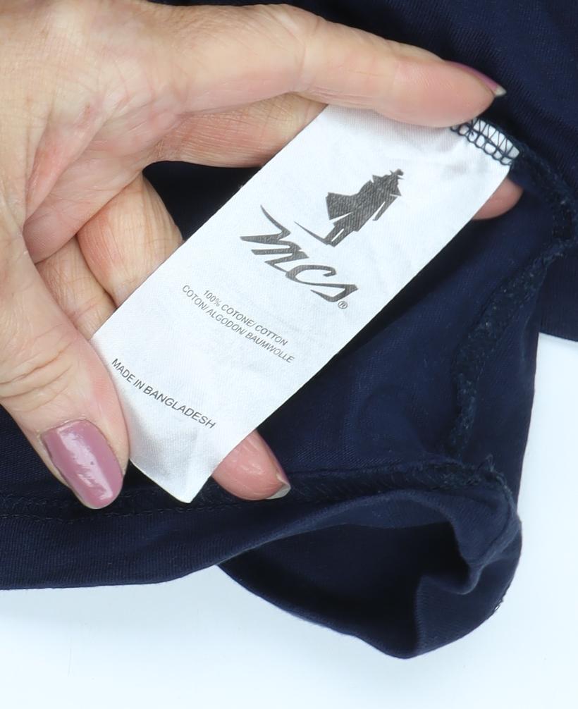 MCS Blue Men's XL Cotton Crew Neck T-Shirt