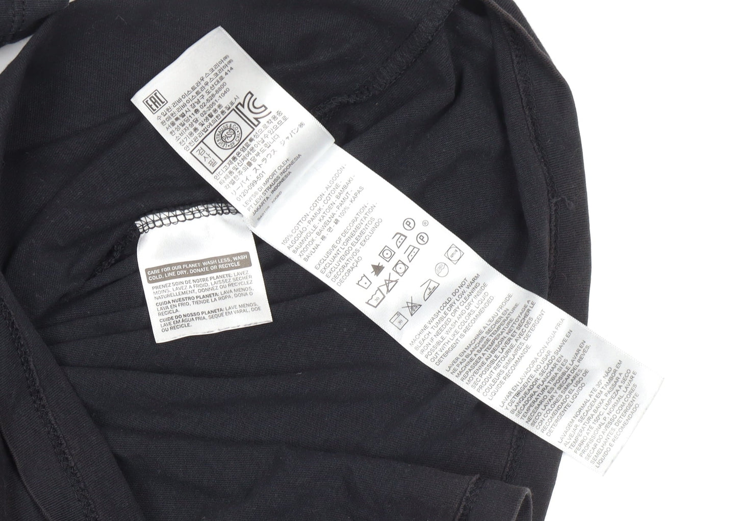 Levi's Men Black Cotton Crew Neck T-Shirt Size S