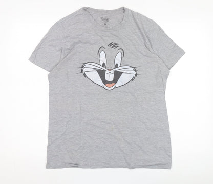 Unisex Adults UK Size M Looney Tunes Grey Basic T-Shirt
