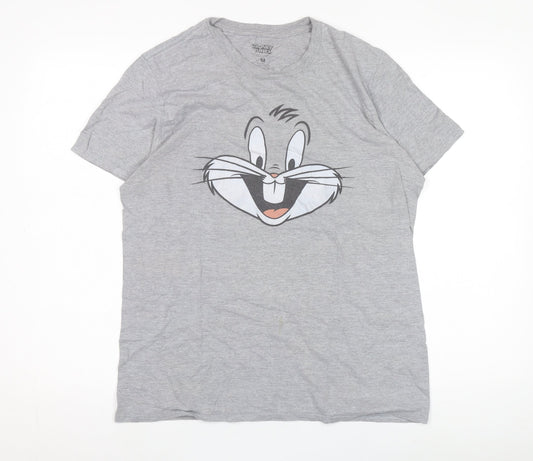Unisex Adults UK Size M Looney Tunes Grey Basic T-Shirt
