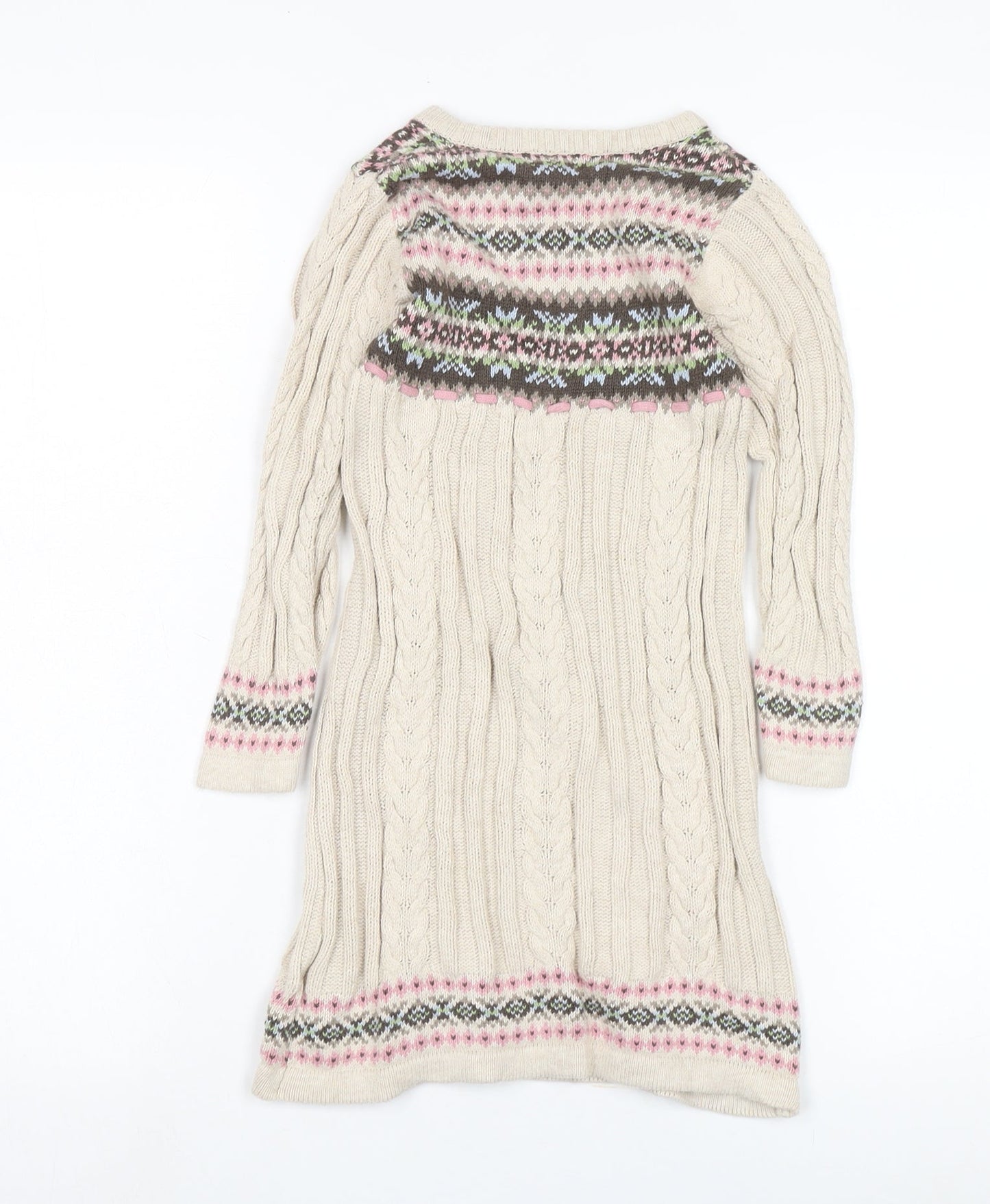 Jillian's Closet Girls Beige Fair Isle Knit Dress Size 4