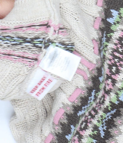 Jillian's Closet Girls Beige Fair Isle Knit Dress Size 4