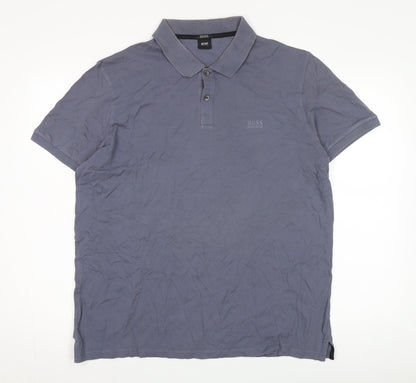 Hugo Boss Men's Grey Polo Shirt L Cotton Casual