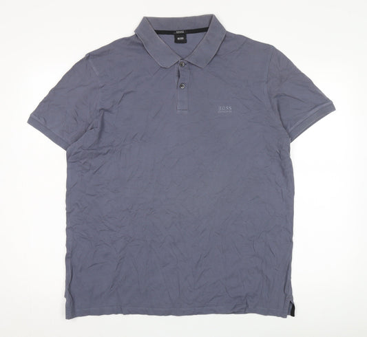 Hugo Boss Men's Grey Polo Shirt L Cotton Casual