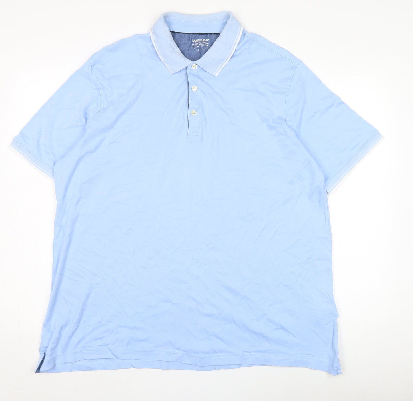 Lands' End Men's Blue XL Polo Shirt Short Sleeve