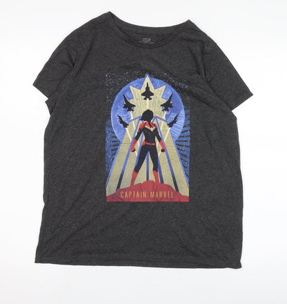 Unisex Adults UK Size S Marvel Grey Basic T-Shirt