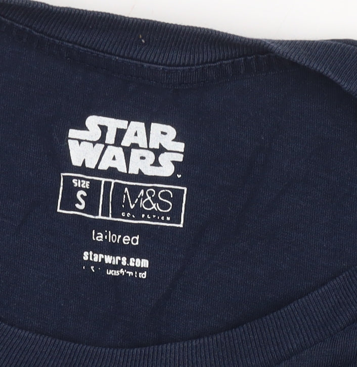 Marks and Spencer Men's Blue Star Wars T-Shirt, Size S