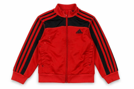 Front view of Adidas boys’ red & black track jacket 3-4 years