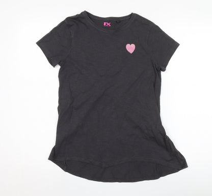 Next Girls Black T-Shirt Dress 12-13 Years Embroidered Casual