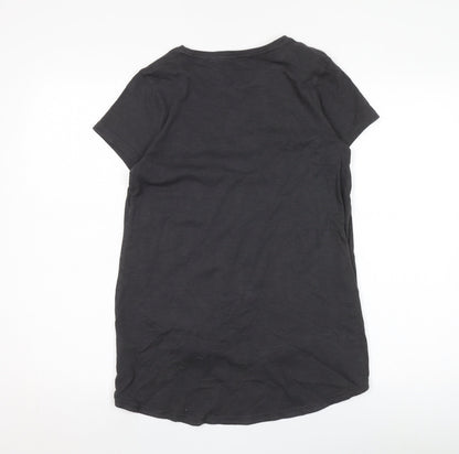 Next Girls Black T-Shirt Dress 12-13 Years Embroidered Casual