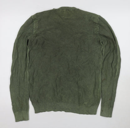 Jack & Jones Men's Green Medium Cotton Pullover Jumper