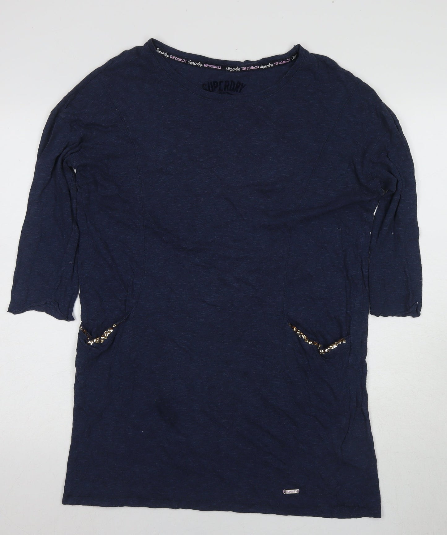 Womens UK Size S Superdry Blue Basic T-Shirt