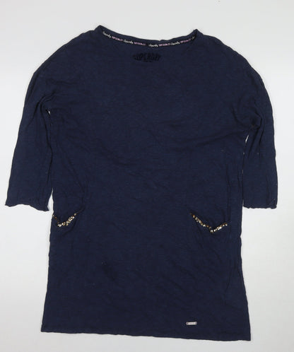Womens UK Size S Superdry Blue Basic T-Shirt
