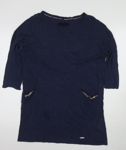 Womens UK Size S Superdry Blue Basic T-Shirt