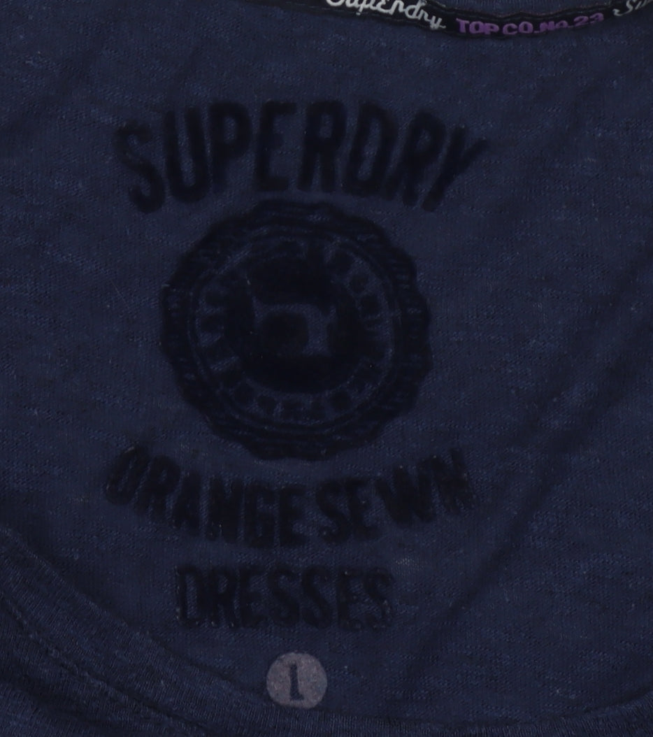Womens UK Size S Superdry Blue Basic T-Shirt