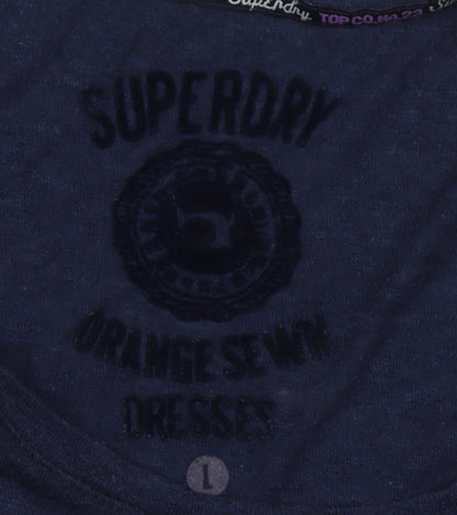 Womens UK Size S Superdry Blue Basic T-Shirt