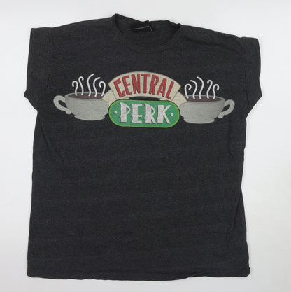Unisex Adults UK Size 16 Friends Black Basic T-Shirt