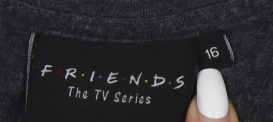 Unisex Adults UK Size 16 Friends Black Basic T-Shirt