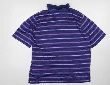 Nike Men's Blue Striped Polo Shirt - L, Short Sleeve