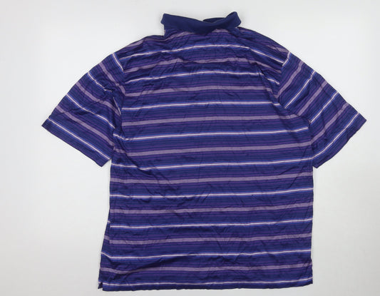 Nike Men's Blue Striped Polo Shirt - L, Short Sleeve