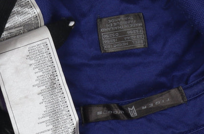 Nike Men's Blue Striped Polo Shirt - L, Short Sleeve