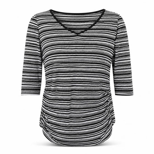 Front view of Red Herring Maternity Black & White Striped T-Shirt, size 10