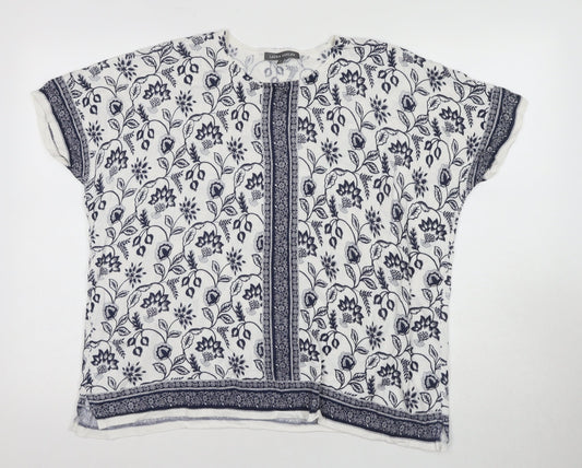 Laura Ashley Women's White Floral Tunic Blouse - S