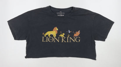Unisex Adults UK Size M Pull&Bear Black Cropped T-Shirt