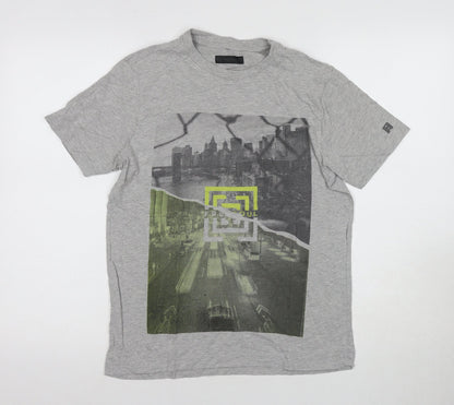 Free Soul Men's Grey Graphic T-Shirt Regular Size S