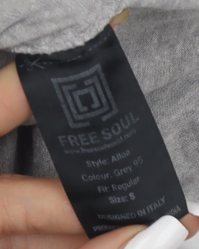 Free Soul Men's Grey Graphic T-Shirt Regular Size S