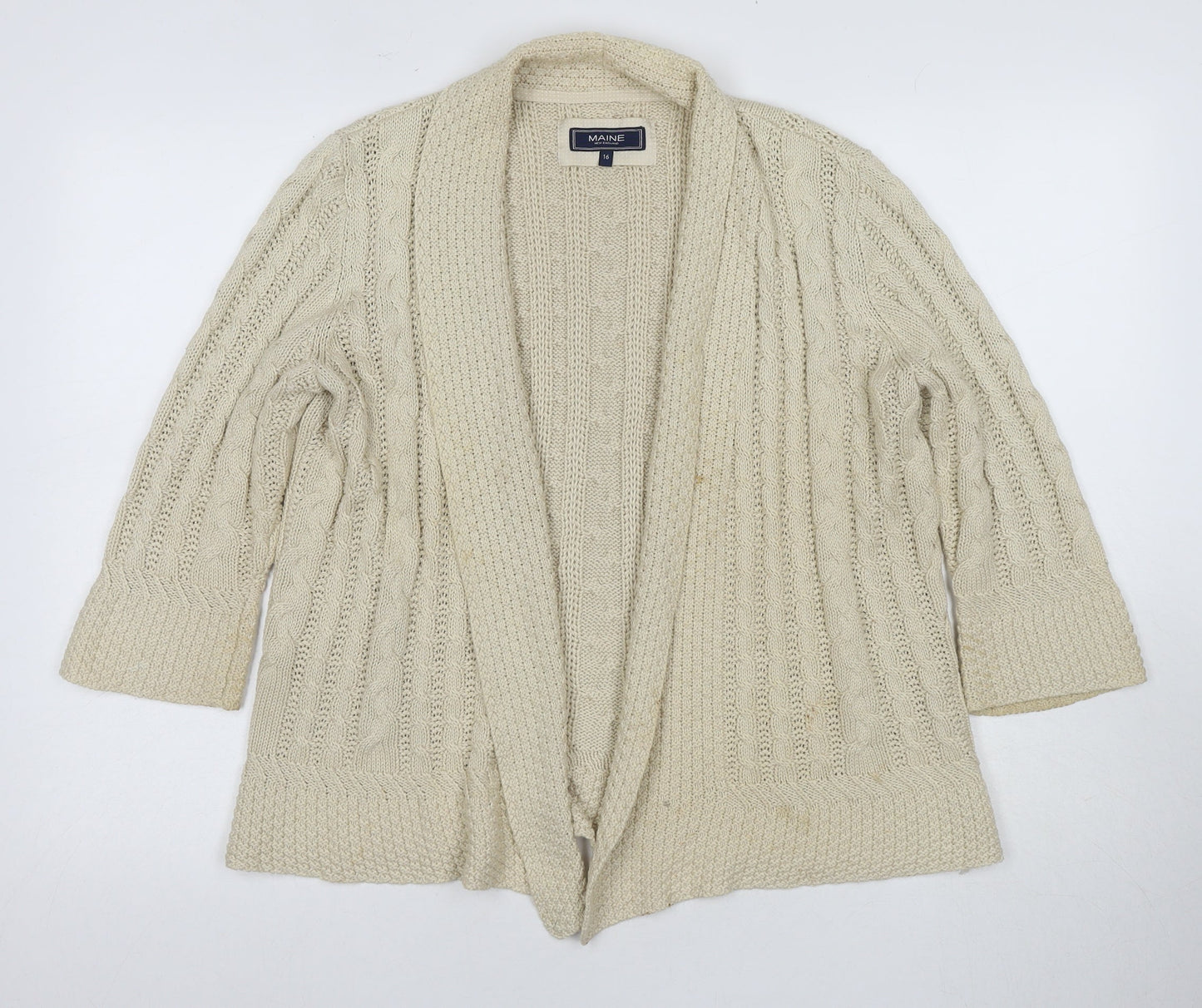Womens UK Size 16 Maine New England Beige Cardigan Jumper