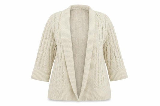 Front view of Maine New England Women's Beige Cardigan, size 16