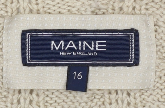 Womens UK Size 16 Maine New England Beige Cardigan Jumper