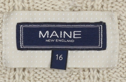 Womens UK Size 16 Maine New England Beige Cardigan Jumper