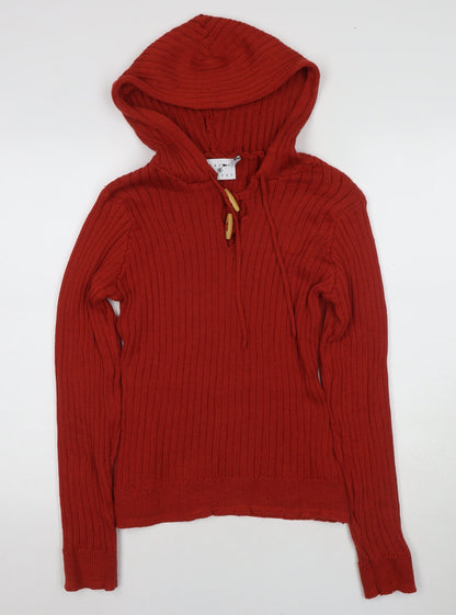 Daisy Street Women's Red Hooded Pullover Jumper, Size 14